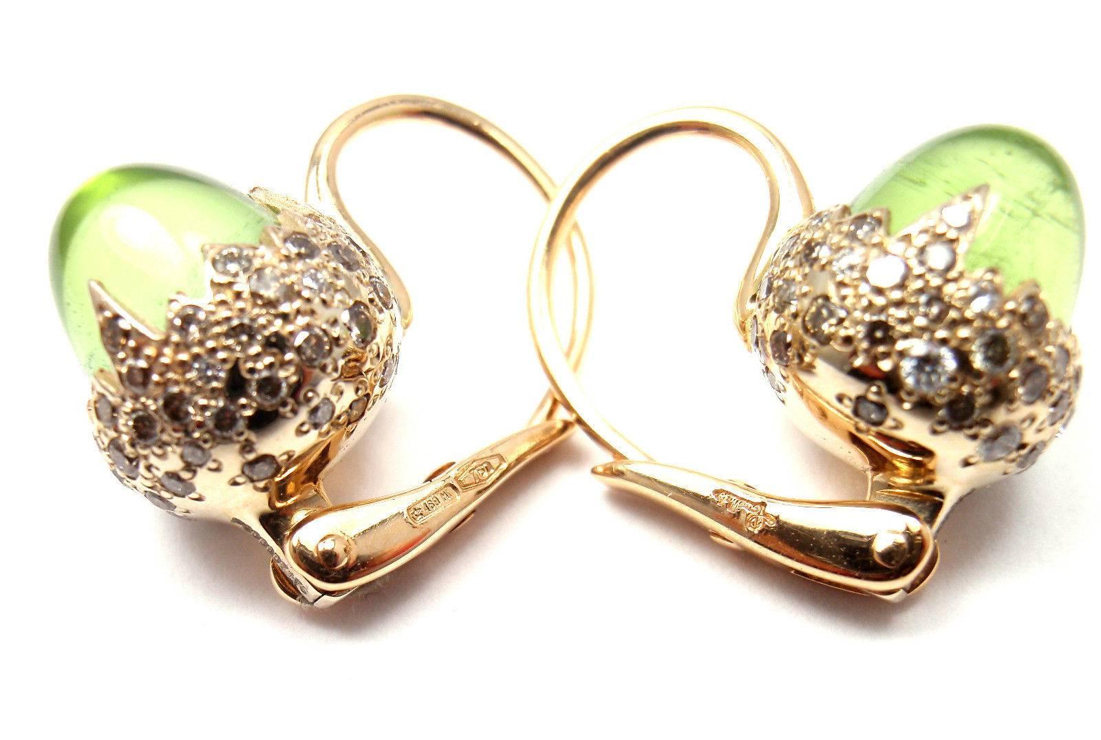 Pomellato Chimera Peridot Diamond Two Color Gold Earrings 3