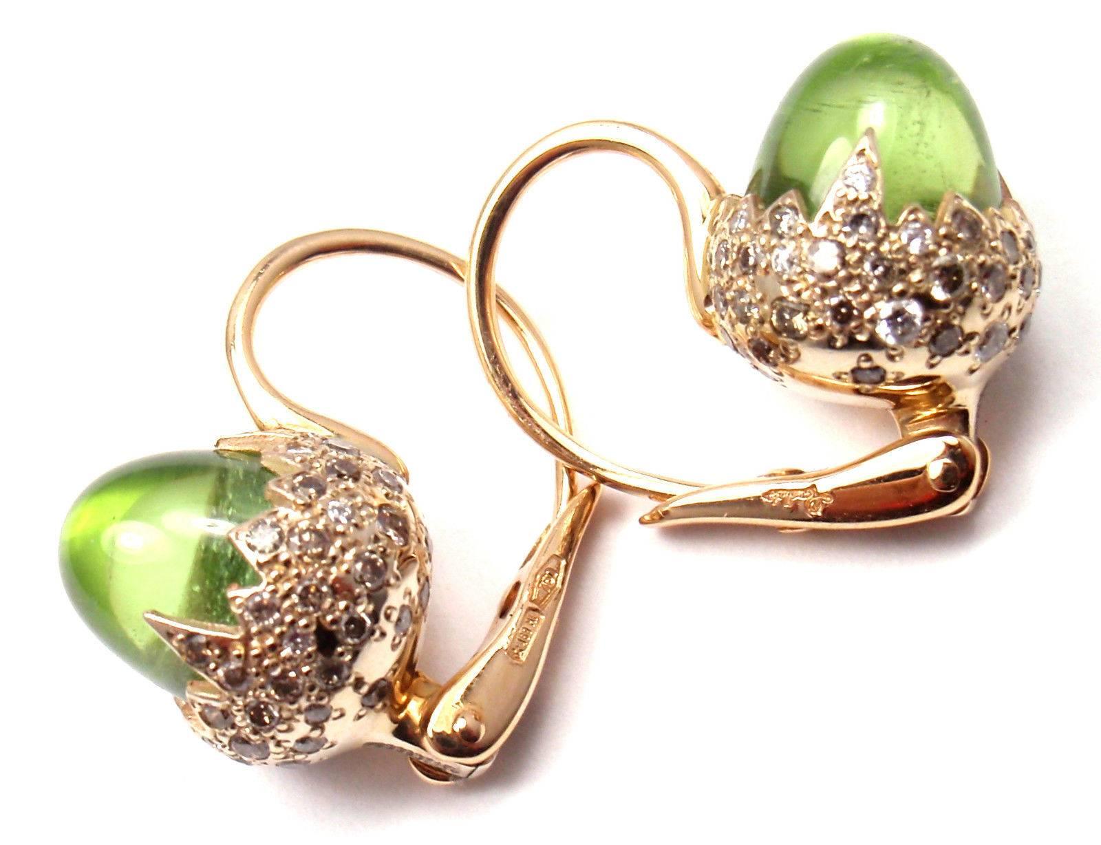 Pomellato Chimera Peridot Diamond Two Color Gold Earrings 4