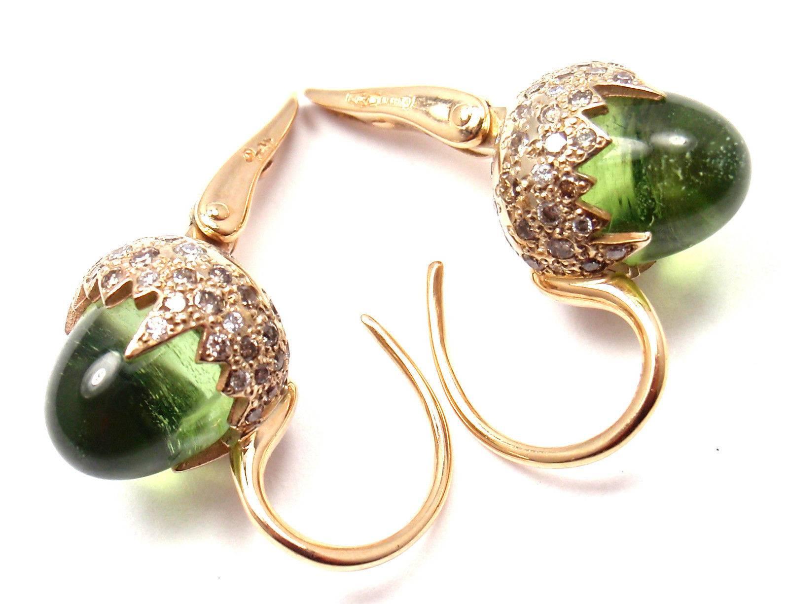 Pomellato Chimera Peridot Diamond Two Color Gold Earrings 6
