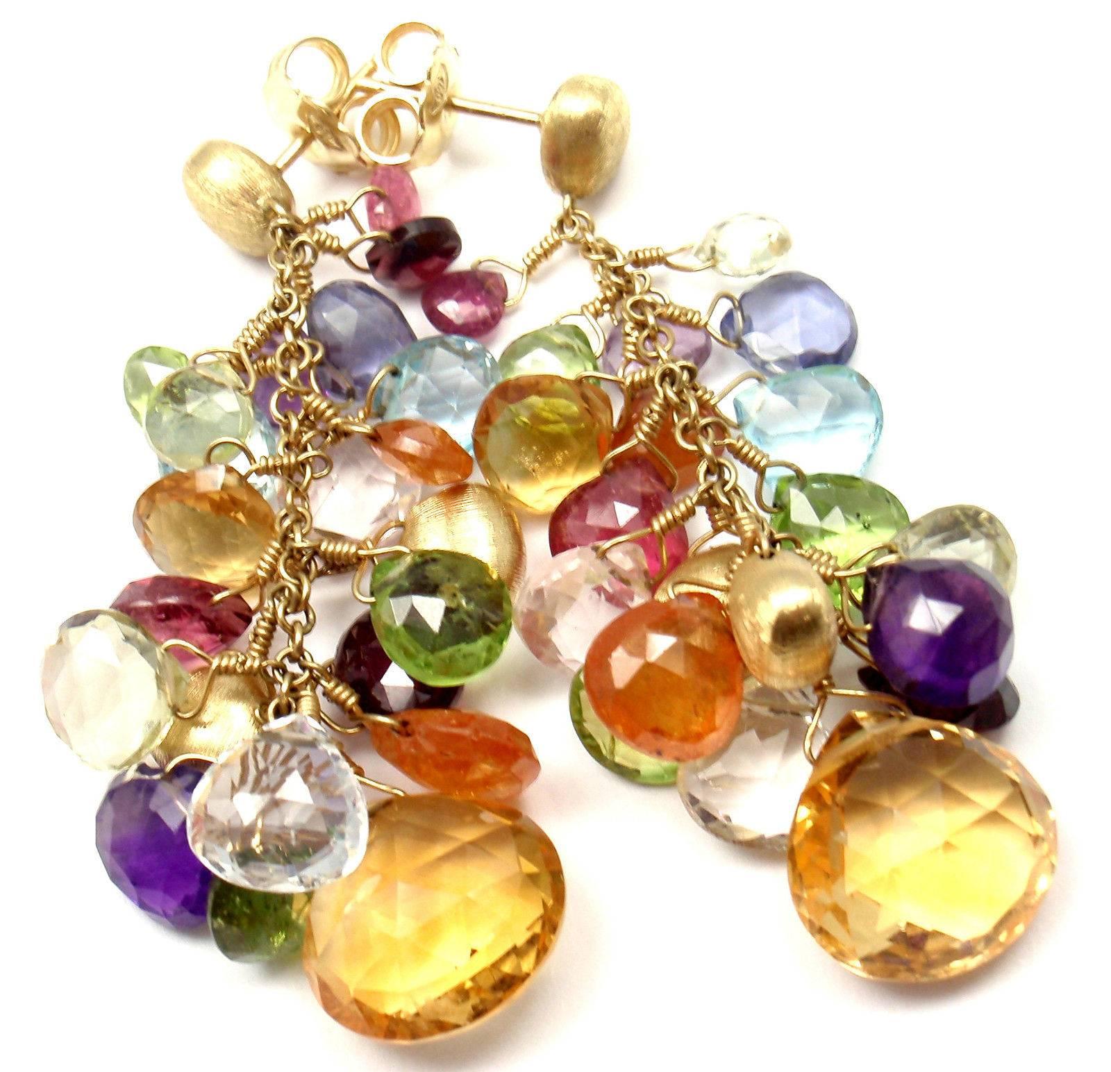 Marco Bicego Paradise Multicolor Gemstone Gold Earrings 1