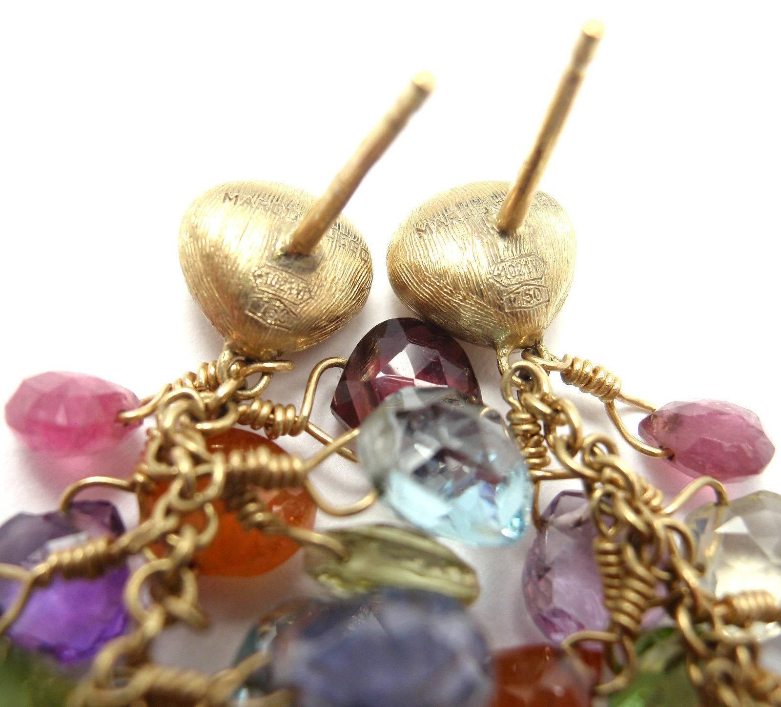 Women's or Men's Marco Bicego Paradise Multicolor Gemstone Gold Earrings