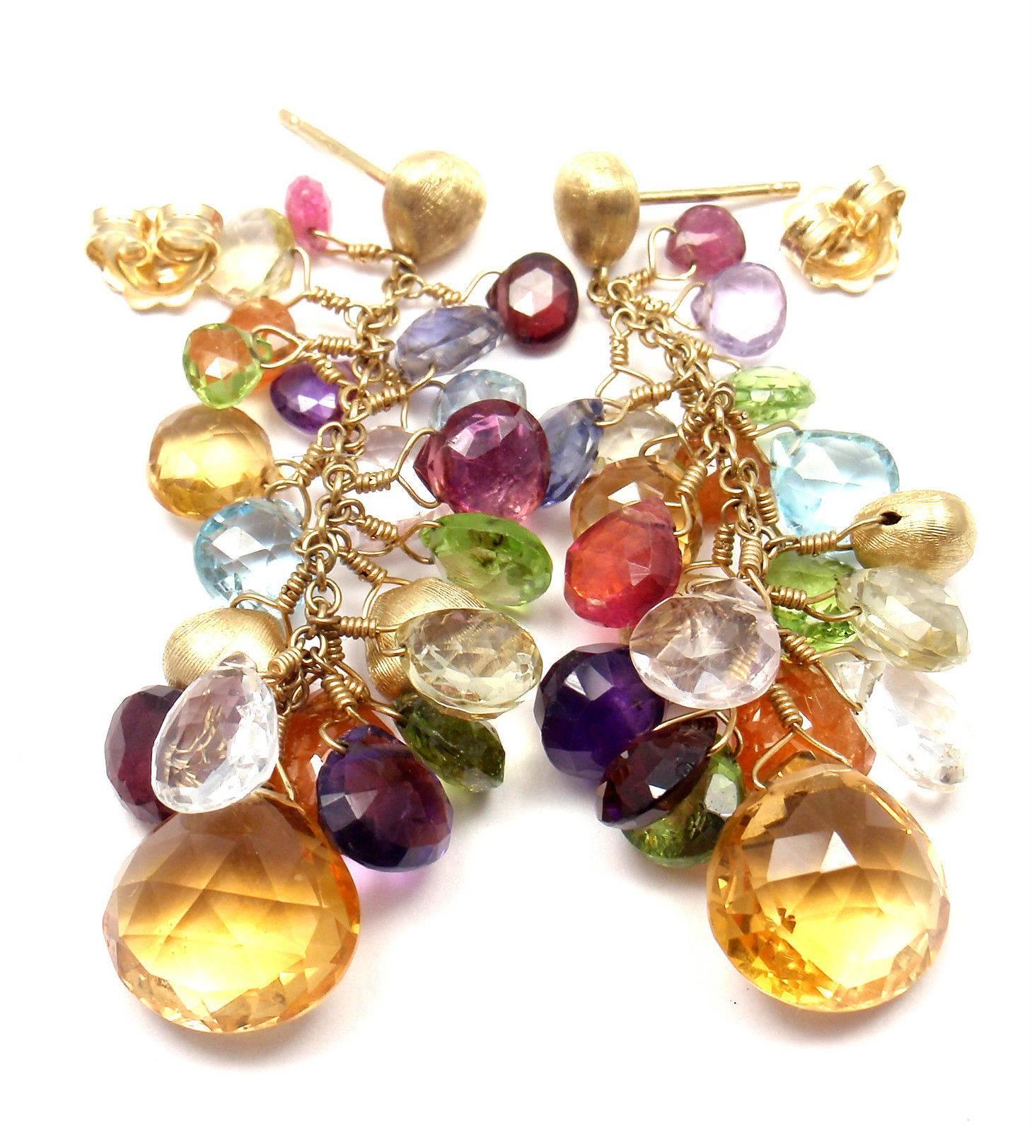 Marco Bicego Paradise Multicolor Gemstone Gold Earrings 2