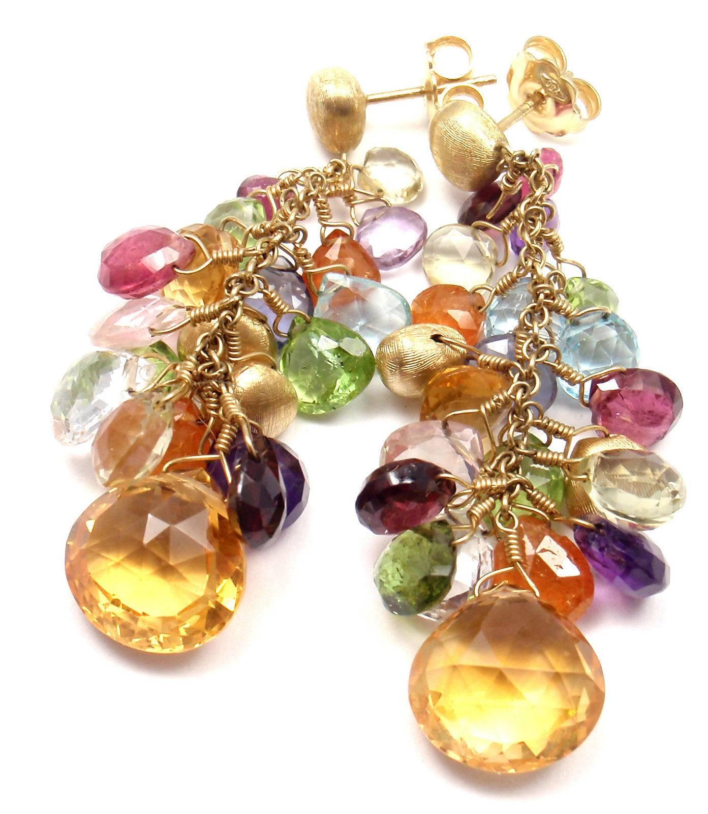 Marco Bicego Paradise Multicolor Gemstone Gold Earrings 3