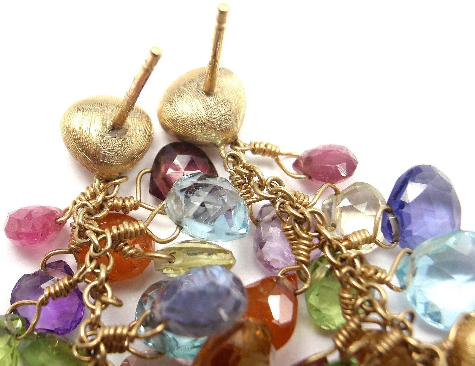 Marco Bicego Paradise Multicolor Gemstone Gold Earrings 4