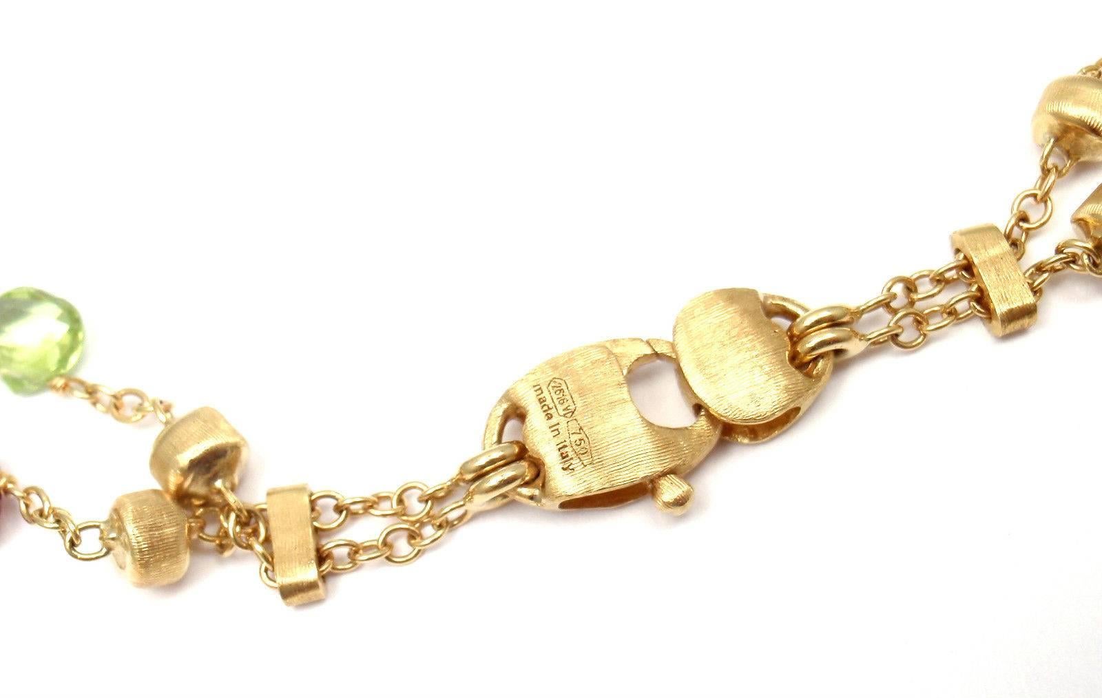 Marco Bicego Paradise Multicolor Gemstone Diamond Gold Lariat Necklace 1