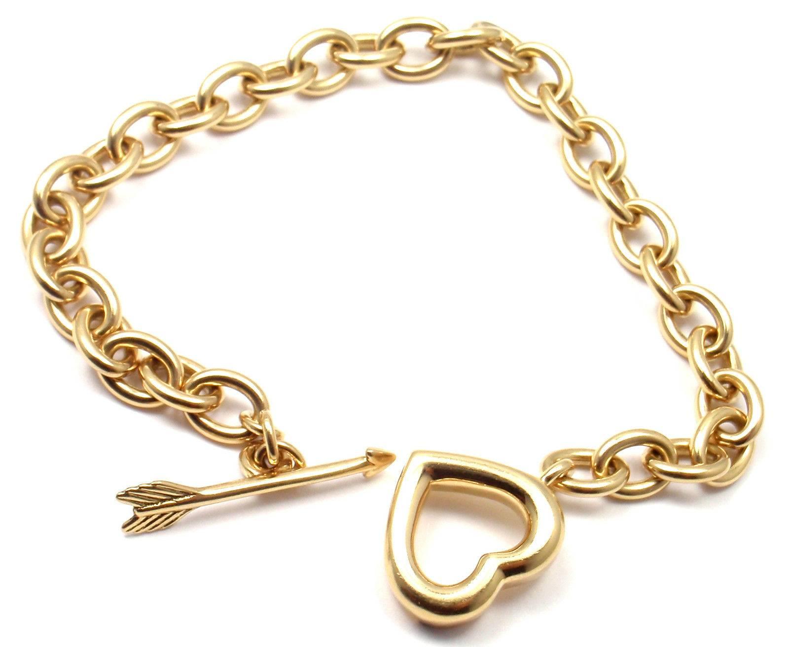 Tiffany & Co. Heart And Arrow Link Toggle Gold Bracelet In New Condition In Holland, PA