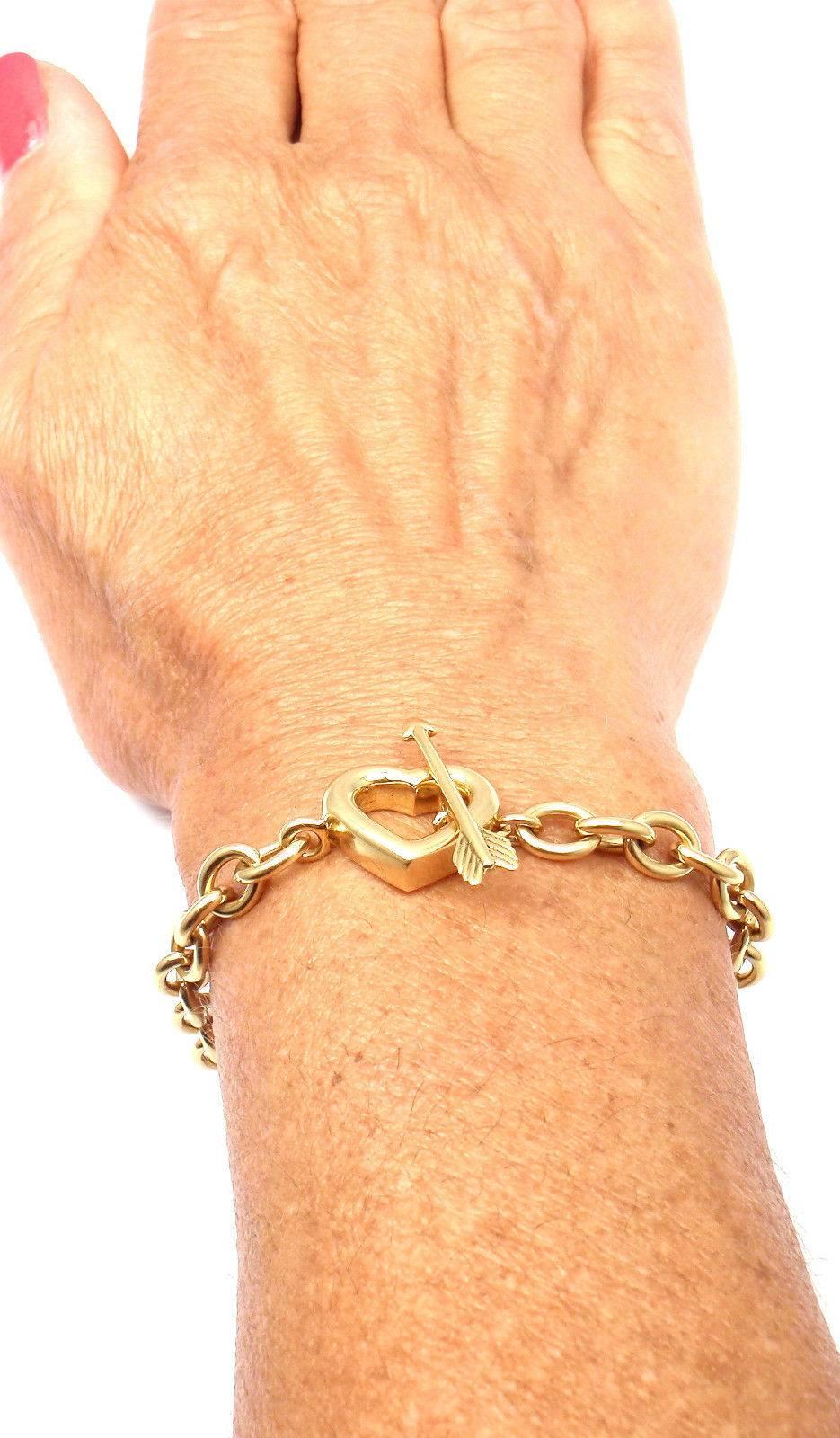Tiffany & Co. Heart And Arrow Link Toggle Gold Bracelet 2