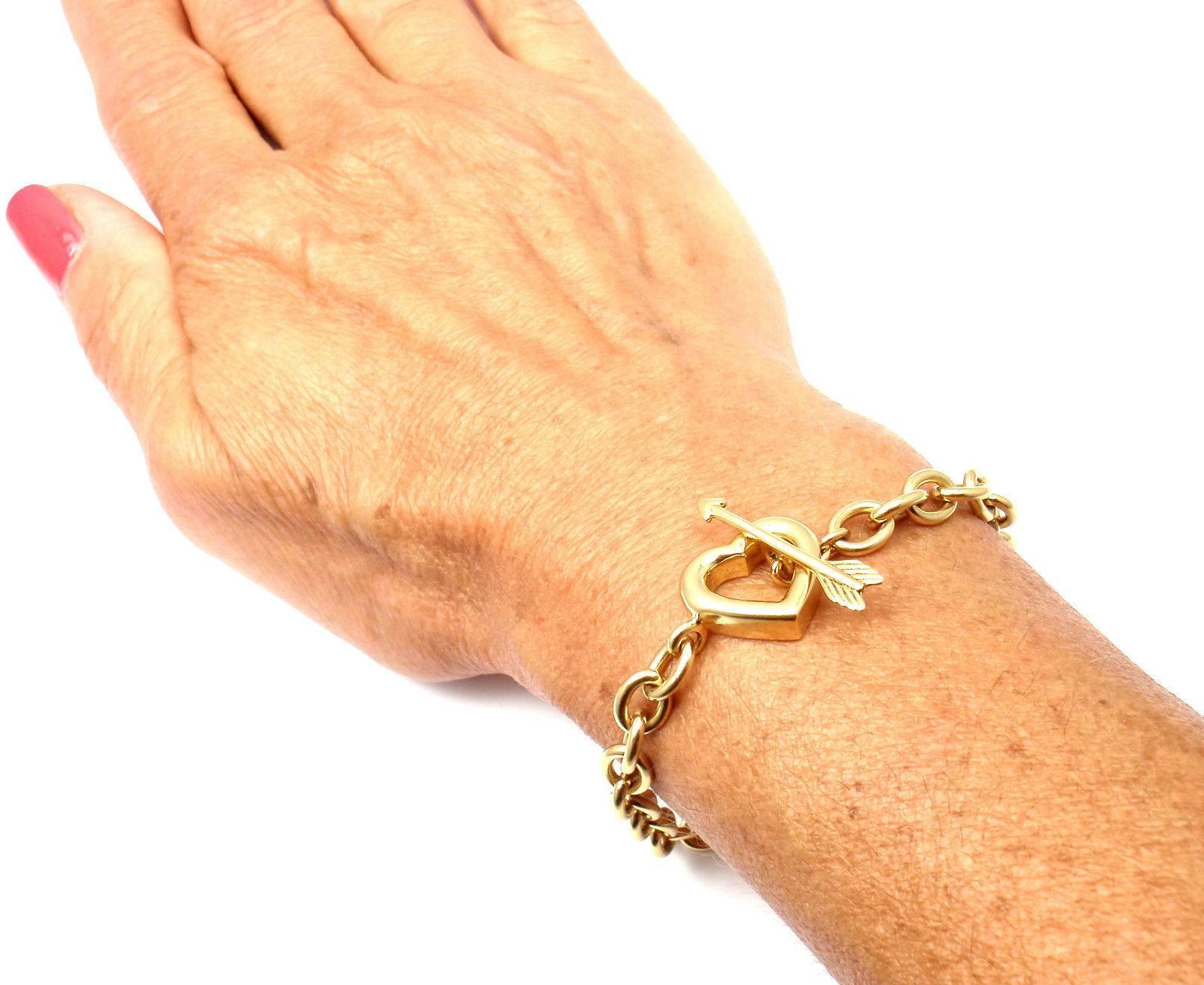 Tiffany & Co. Heart And Arrow Link Toggle Gold Bracelet 3