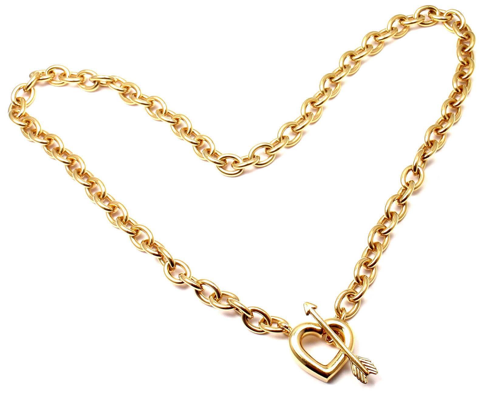 18k Yellow Gold Heart And Arrow Link Toggle Necklace by Tiffany & Co. 

Details: 
Length: 17.5