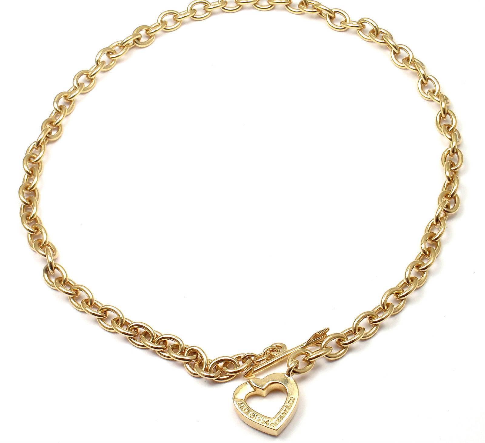 Tiffany & Co. Heart and Arrow Link Toggle Gold Necklace 1
