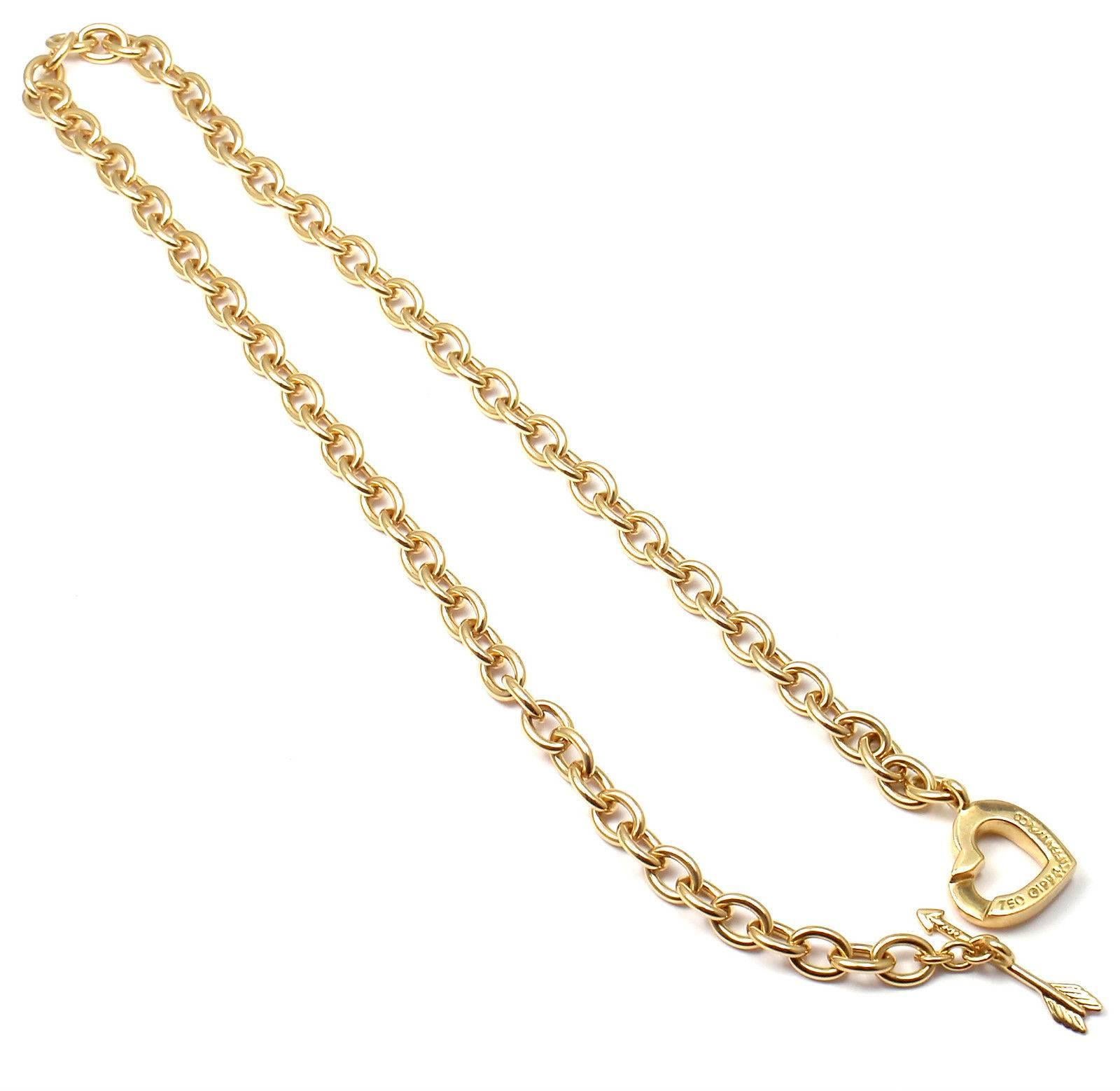 Tiffany and Co. Heart and Arrow Link Toggle Gold Necklace at 1stDibs