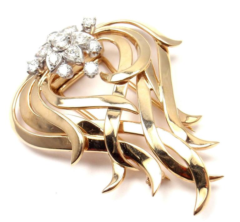 Tiffany and Co. Diamond Gold Platinum Pin Brooch at 1stDibs