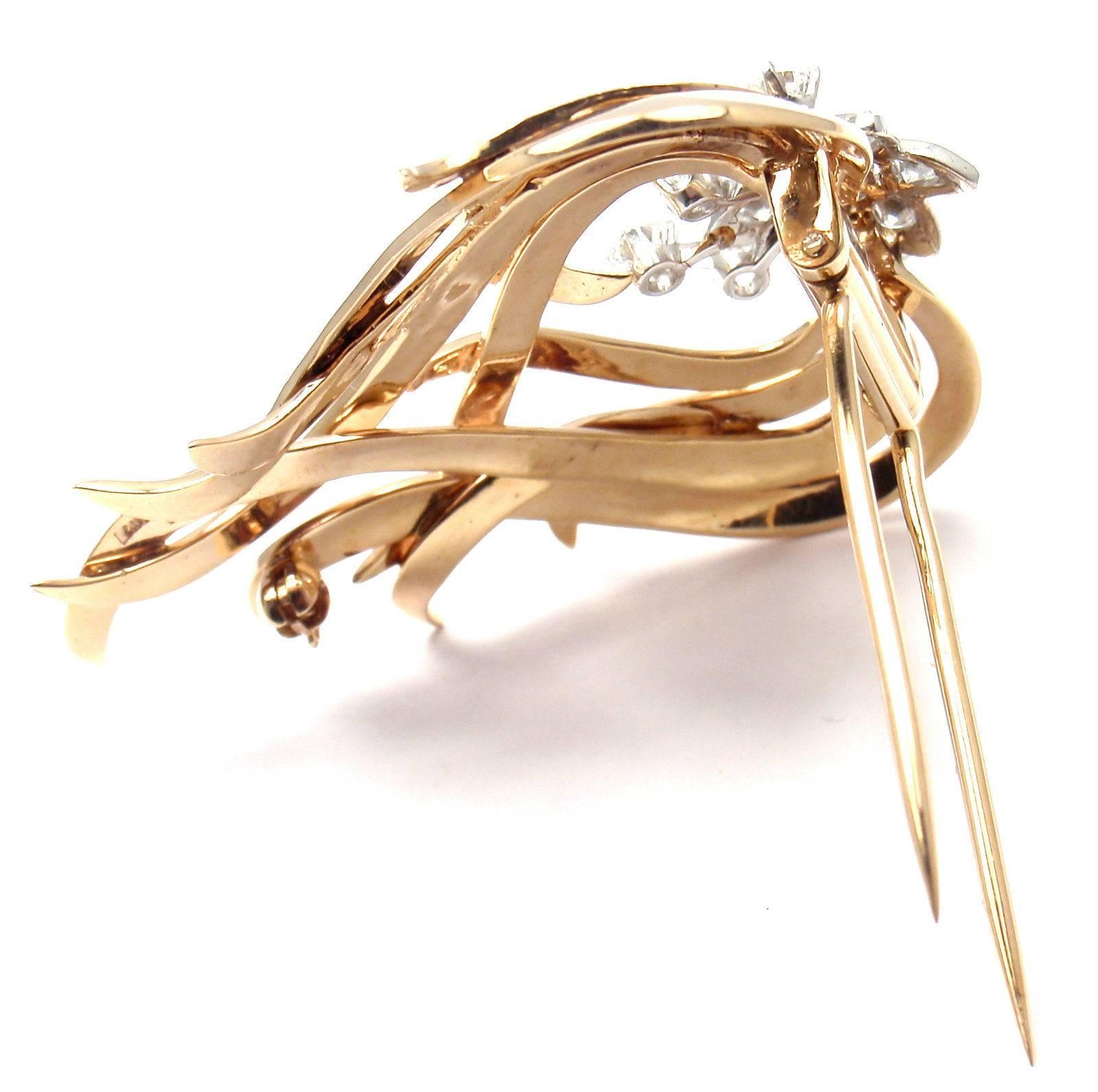 Tiffany & Co. Diamond Gold Platinum Pin Brooch 3
