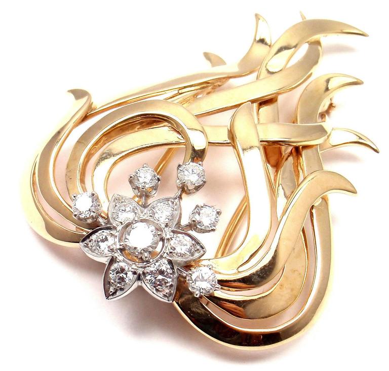 Tiffany and Co. Diamond Gold Platinum Pin Brooch at 1stDibs