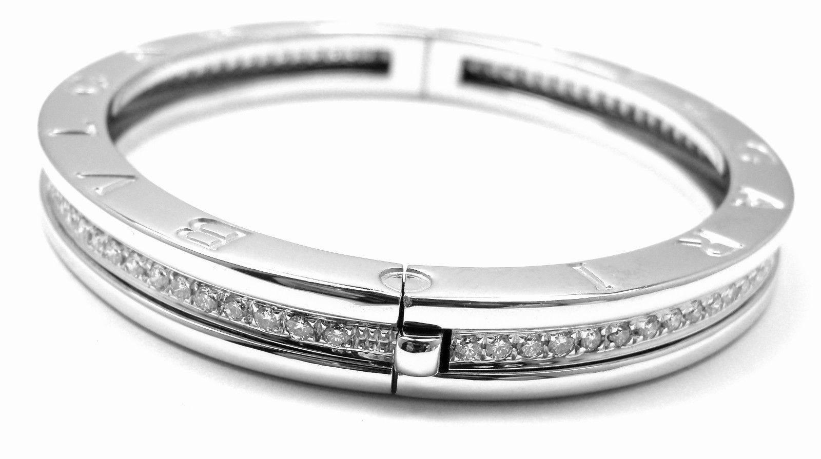 Women's or Men's Bulgari B.Zero1 Pave Diamond Gold Bangle Bracelet