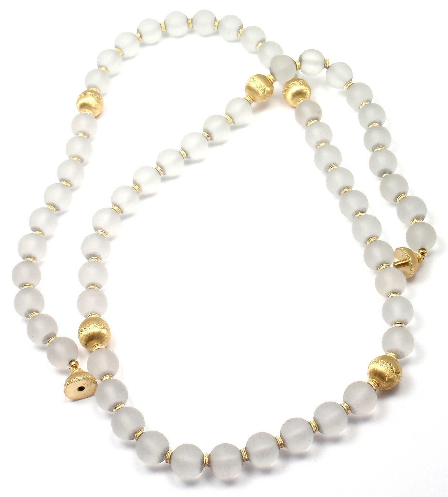 Buccellati Rock Crystal Gold Bead 30 Inch Long Necklace 1