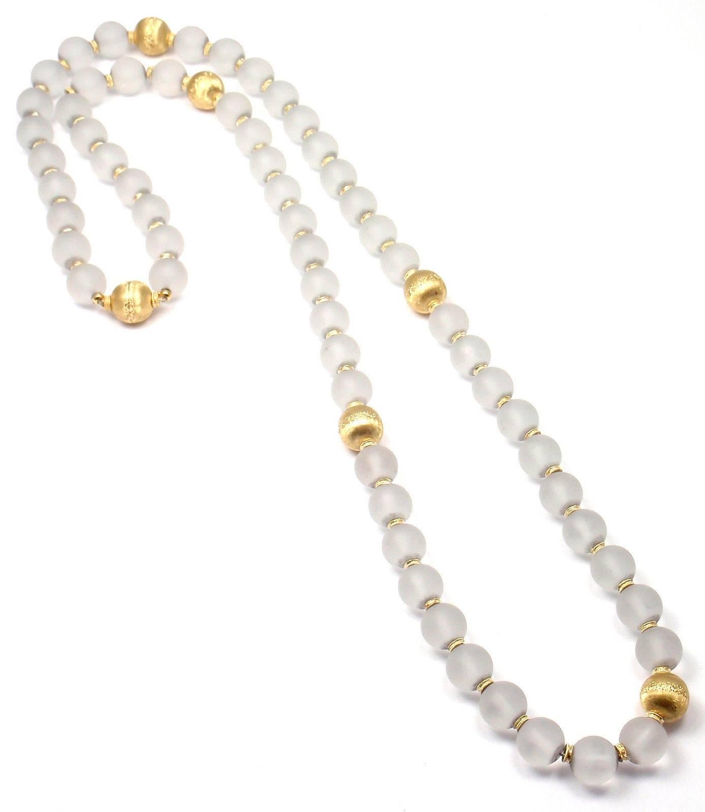 Buccellati Rock Crystal Gold Bead 30 Inch Long Necklace 2