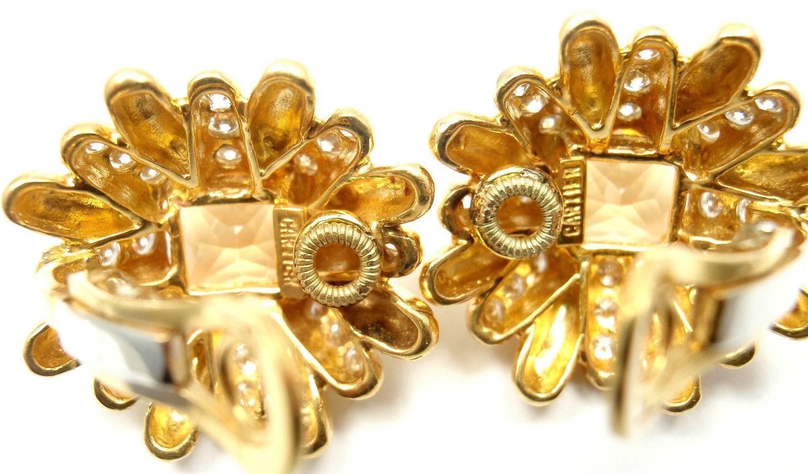 Women's or Men's Cartier Aldo Cipullo Citrine Diamond Gold Earrings