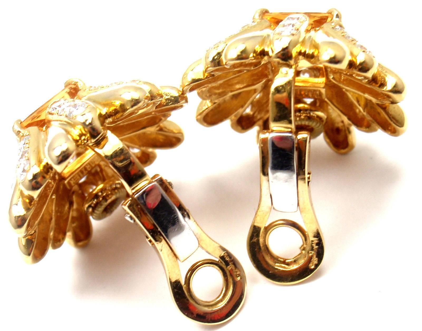 Cartier Aldo Cipullo Citrine Diamond Gold Earrings 1