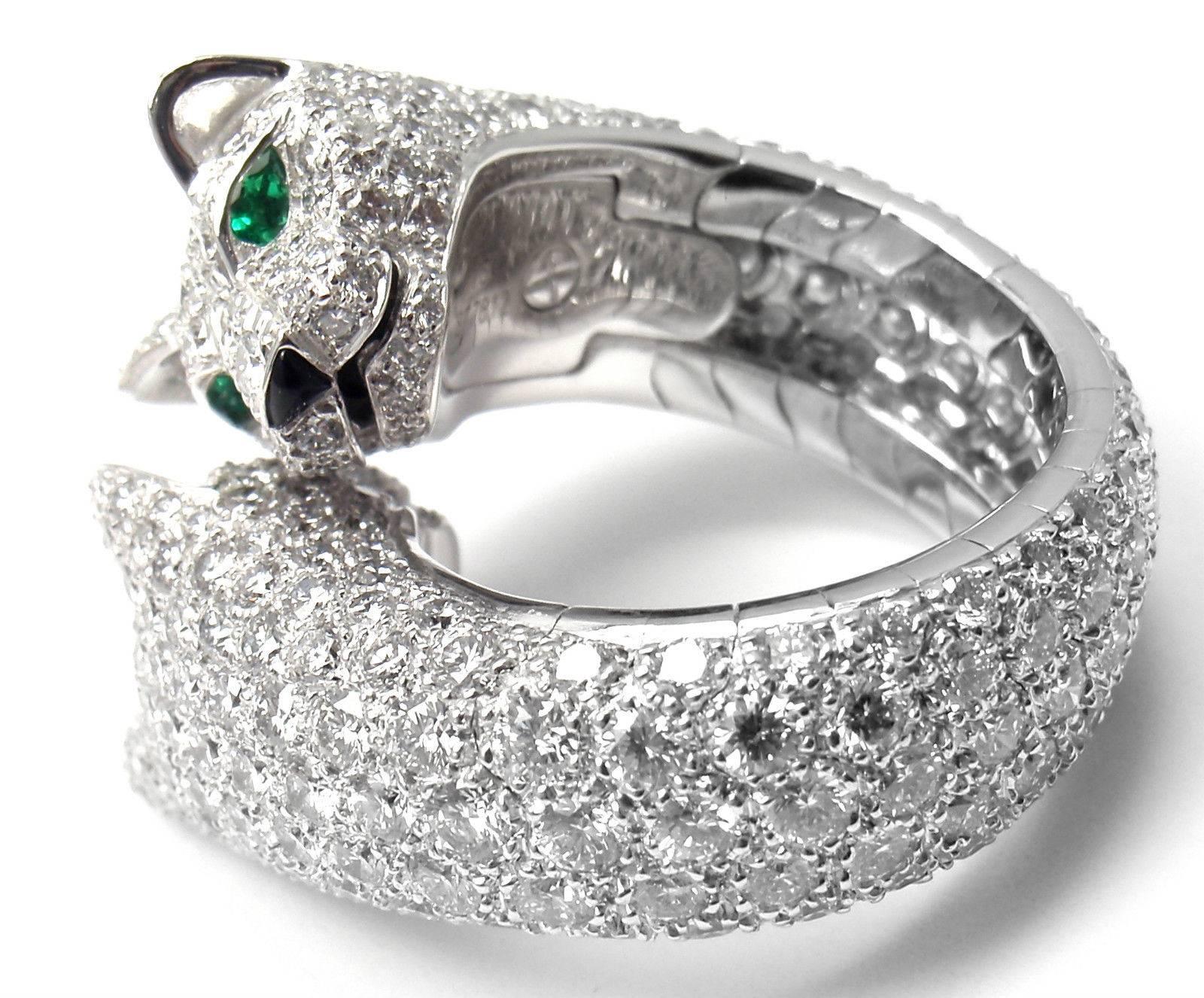 Cartier Double Panther Lakarda Emerald Diamond Gold Ring 3