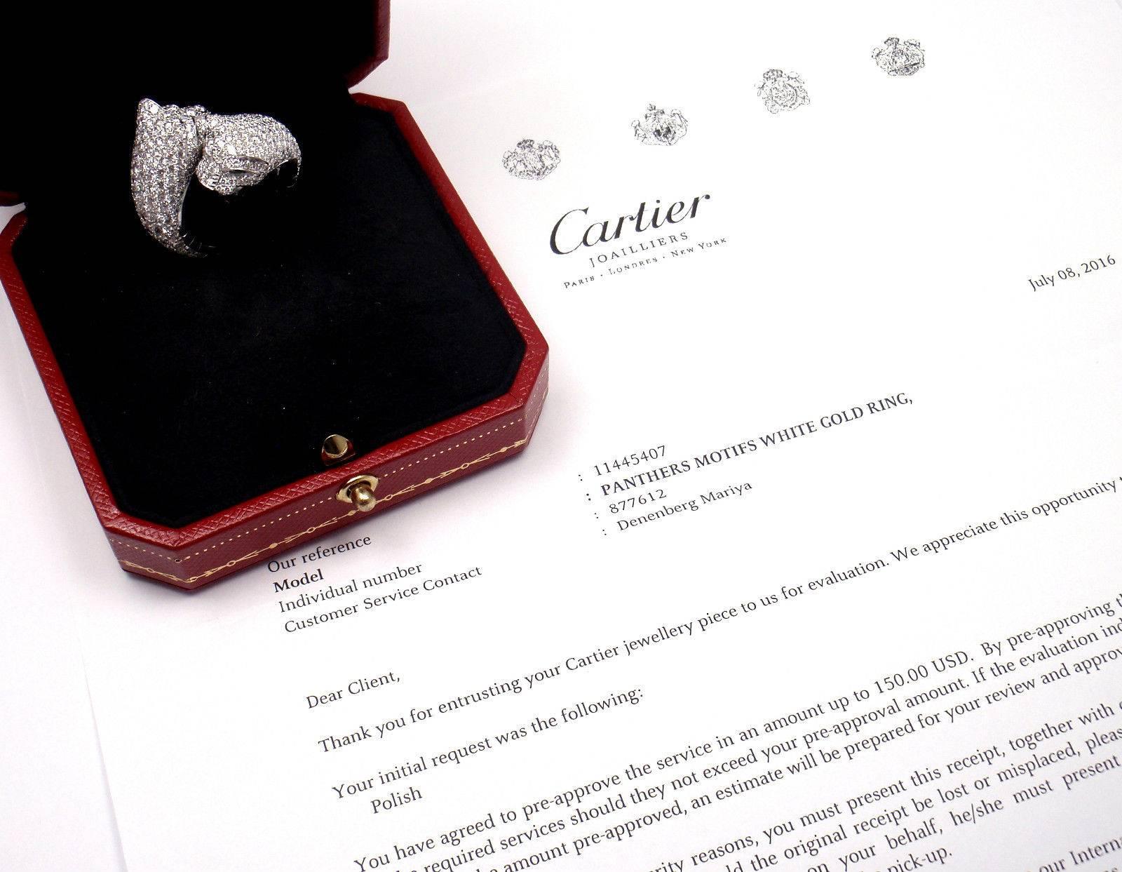 Cartier Double Panther Lakarda Emerald Diamond Gold Ring In New Condition In Holland, PA