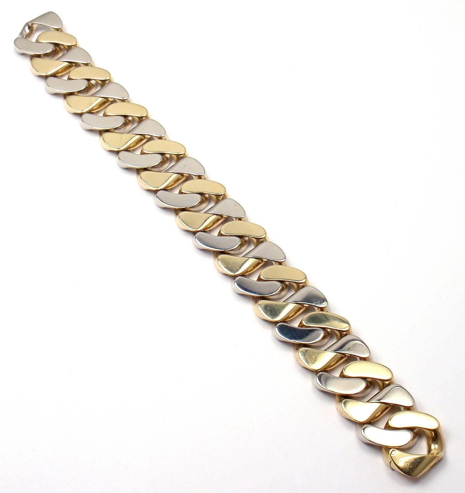 Van Cleef & Arpels Two Color Gold Curb Link Bracelet In New Condition In Holland, PA
