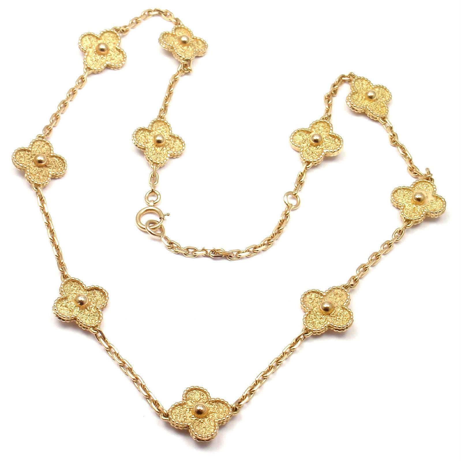 Van Cleef & Arpels Vintage Alhambra 10 Motif Gold Necklace 3