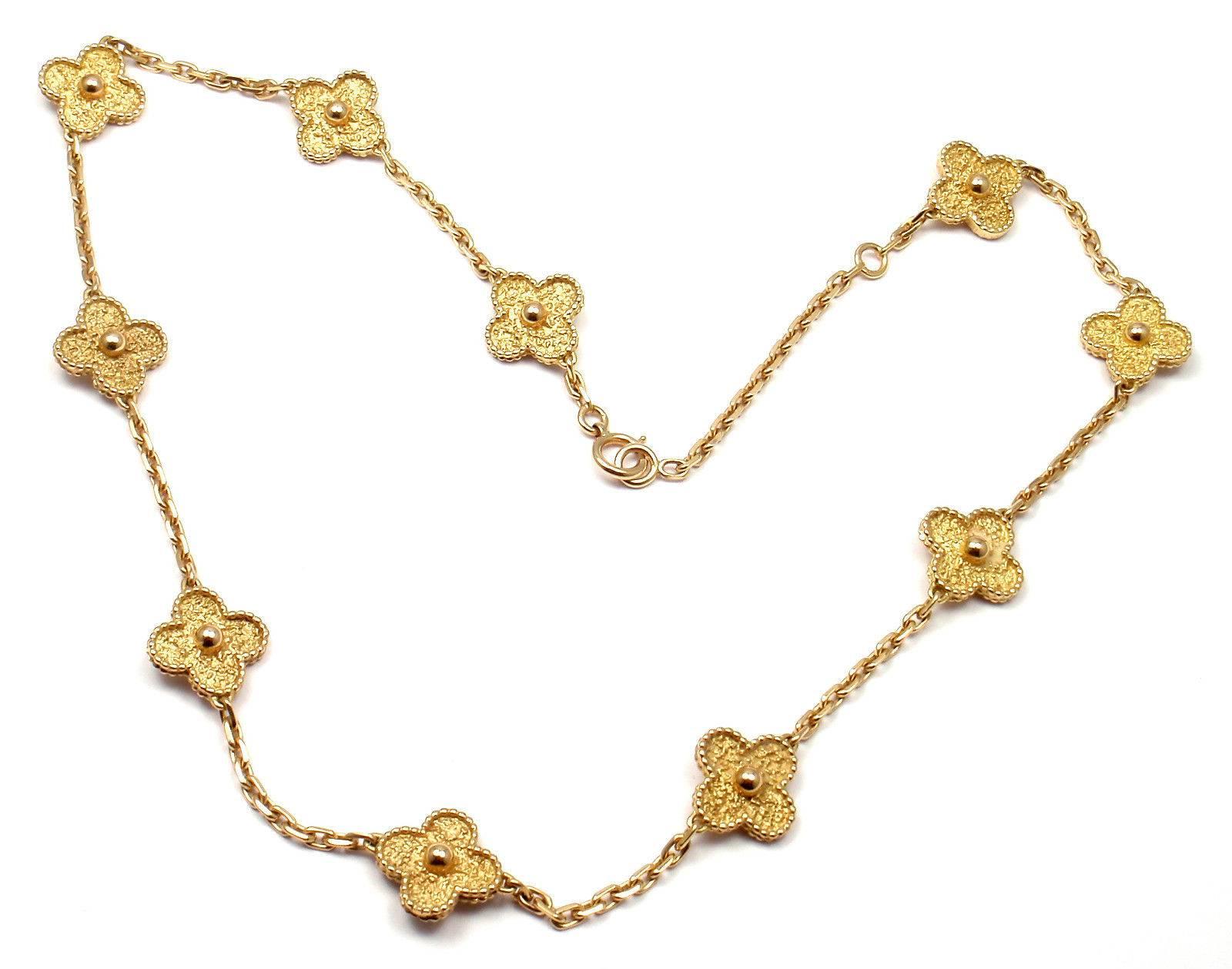 Van Cleef & Arpels Vintage Alhambra 10 Motif Gold Necklace 2