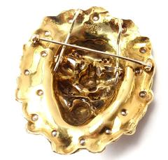 Hammerman Brothers Emerald Ruby Diamond Gold Lion Pendant Pin Brooch