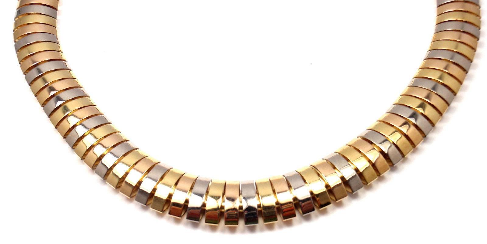 Women's or Men's Cartier Tricolor Gold Snake Necklace