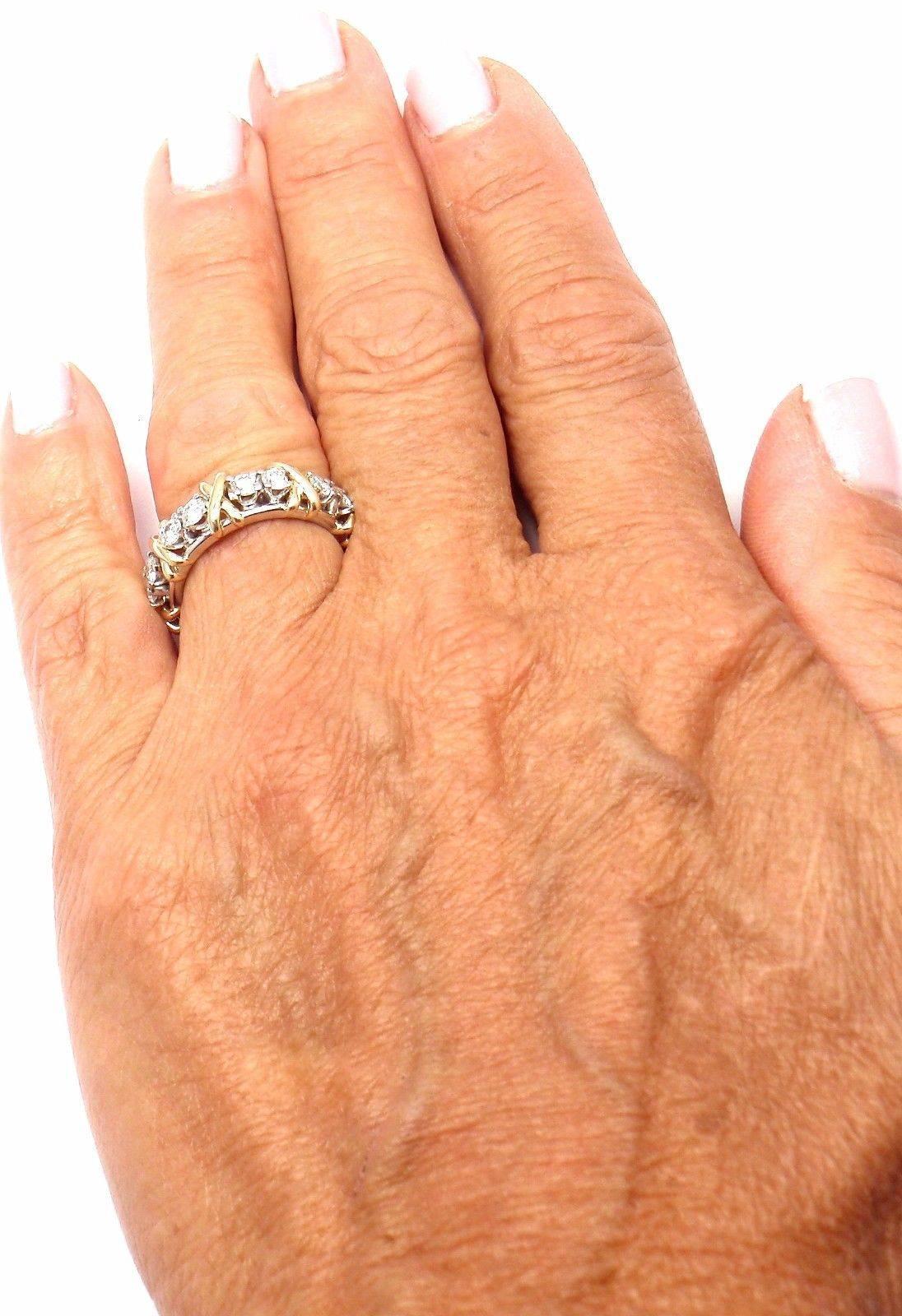 Women's or Men's Tiffany & Co. Jean Schlumberger Sixteen Stone Diamond Gold Platinum Band Ring