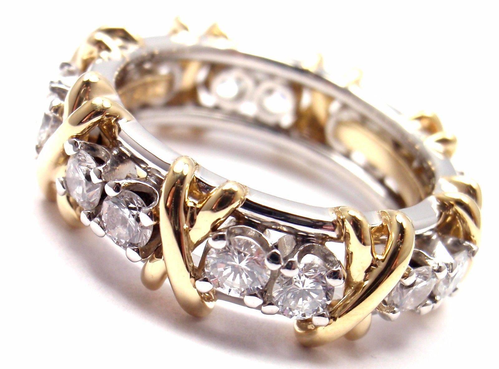 Tiffany & Co. Jean Schlumberger Sixteen Stone Diamond Gold Platinum Band Ring 2