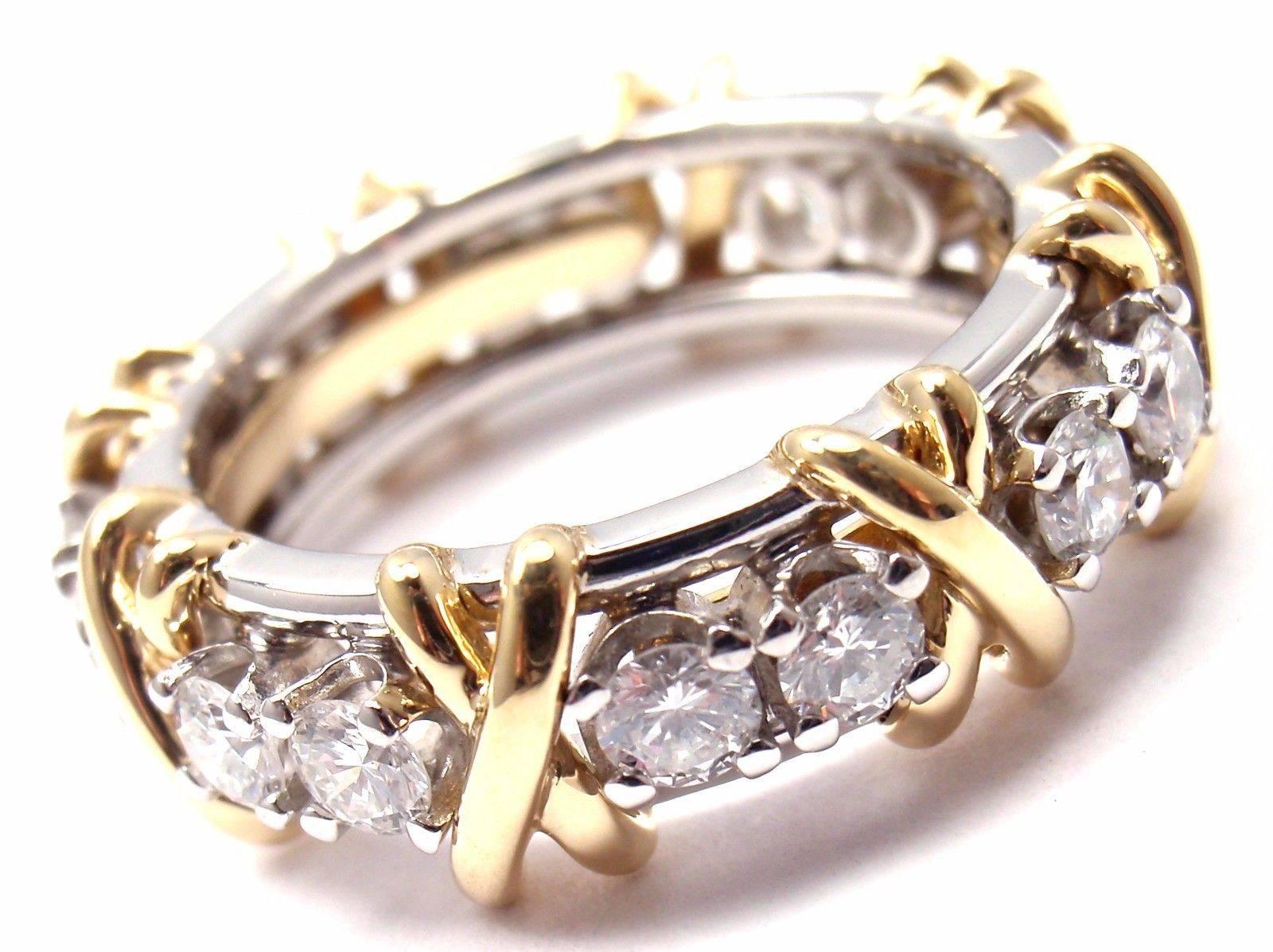 Tiffany & Co. Jean Schlumberger Sixteen Stone Diamond Gold Platinum Band Ring 3
