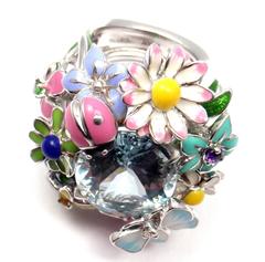 Christian Dior Diorette Aquamarine Diamond Gold Large Model Ring