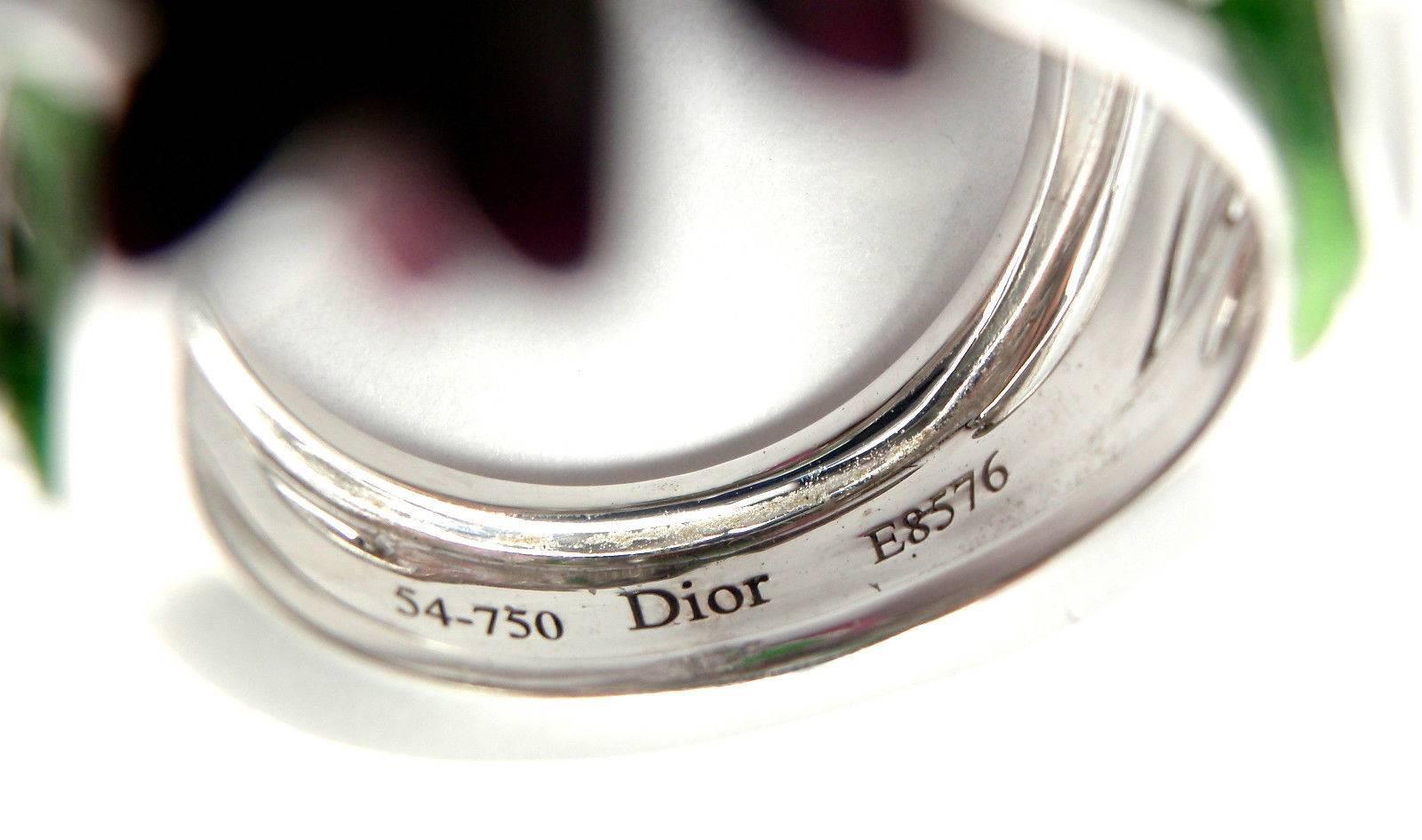 Women's or Men's Christian Dior Diorette Aquamarine Diamond Gold Large Model Ring