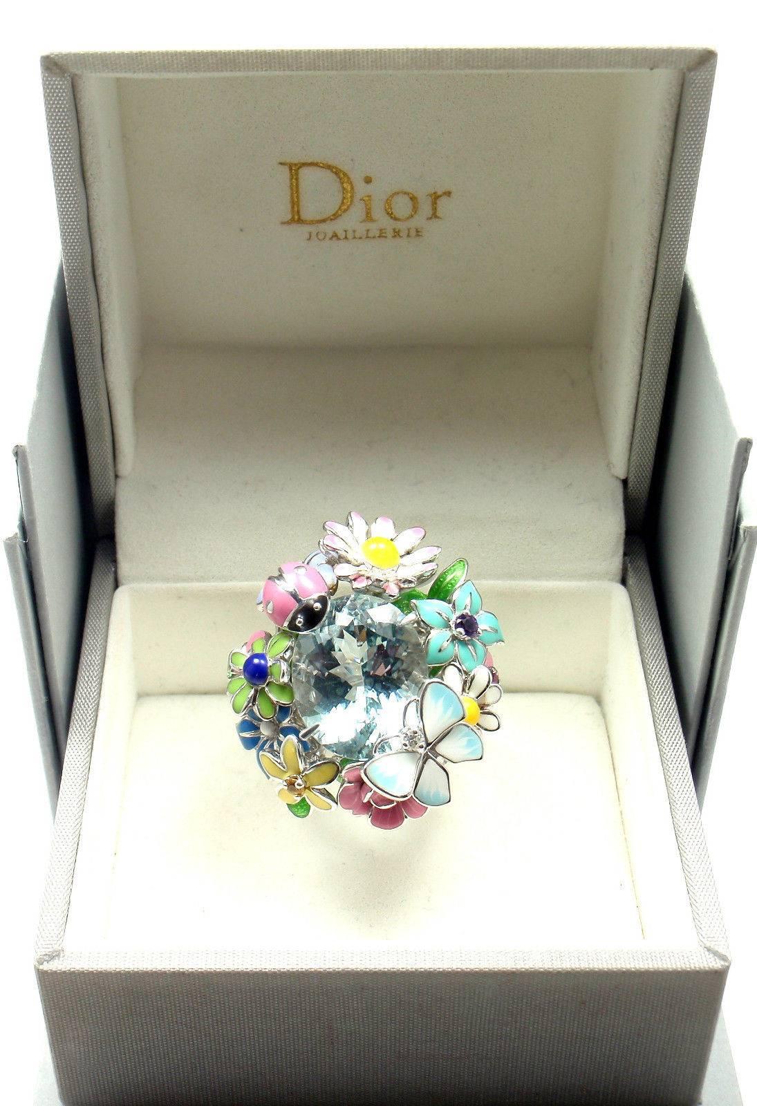 Christian Dior Diorette Aquamarine Diamond Gold Large Model Ring 2