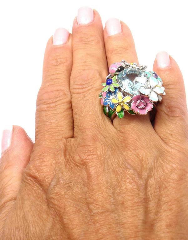 Christian Dior Diorette Aquamarine Diamond Gold Large Model Ring