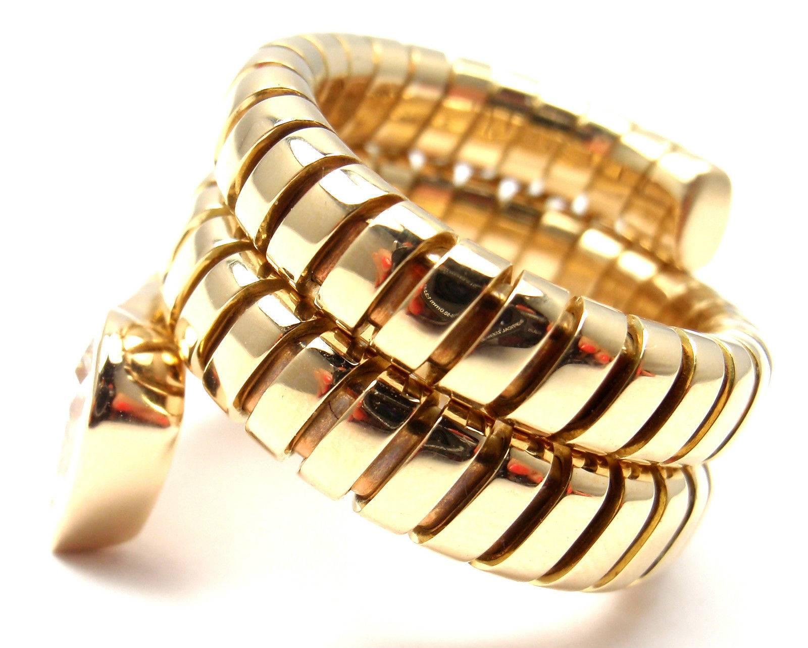 Bulgari Tubogas Diamant Gold Spiral Schlangenring mit Diamant 1