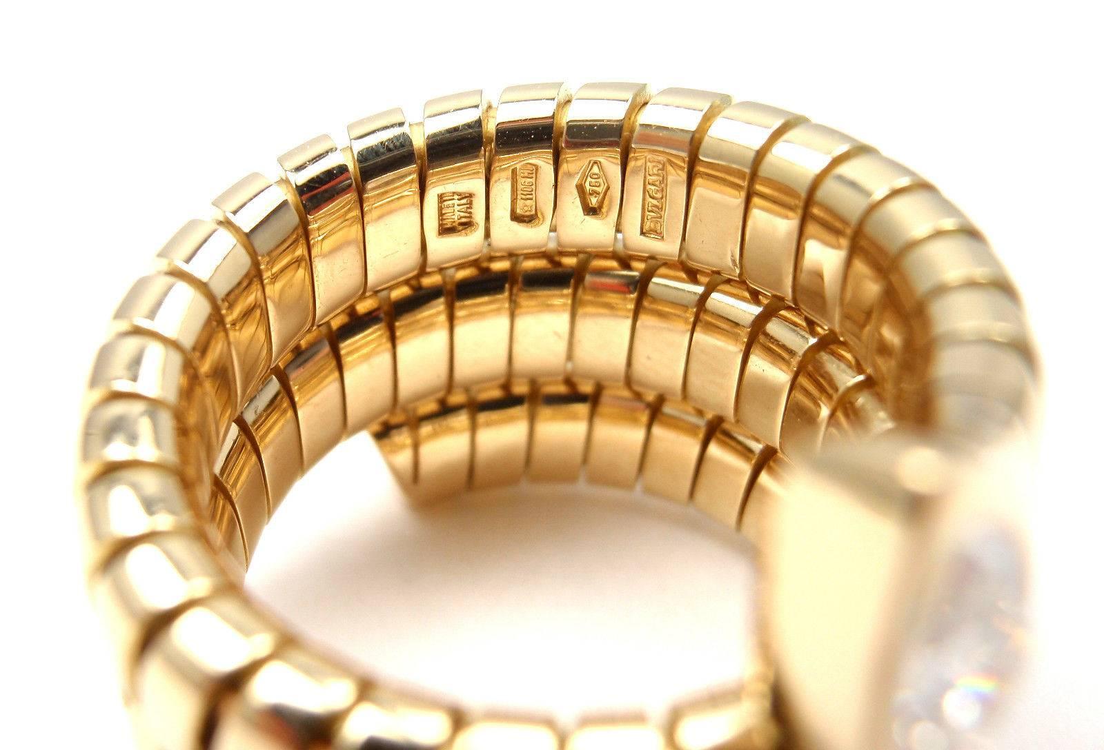 Bulgari Tubogas Diamond Gold Coil Snake Band Ring 2