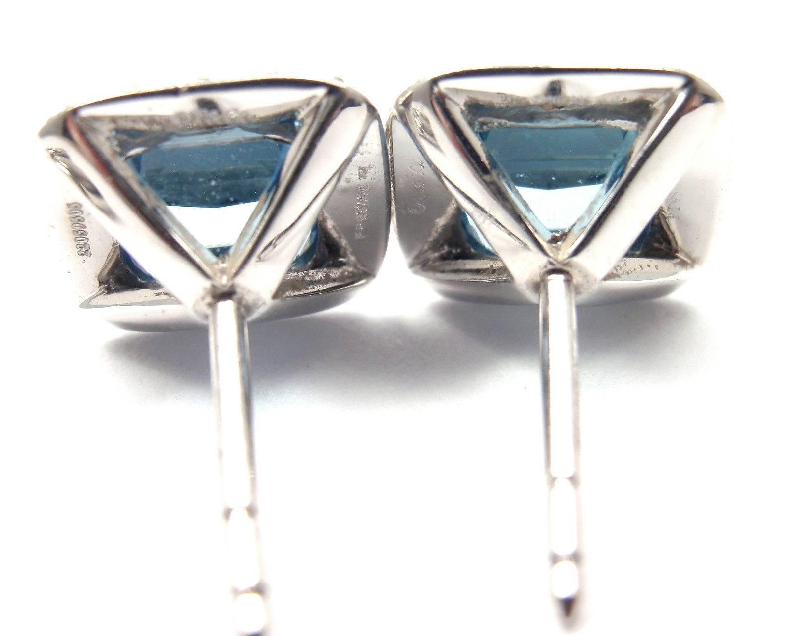 Women's or Men's Tiffany & Co. Aquamarine Diamond Platinum Legacy Earrings