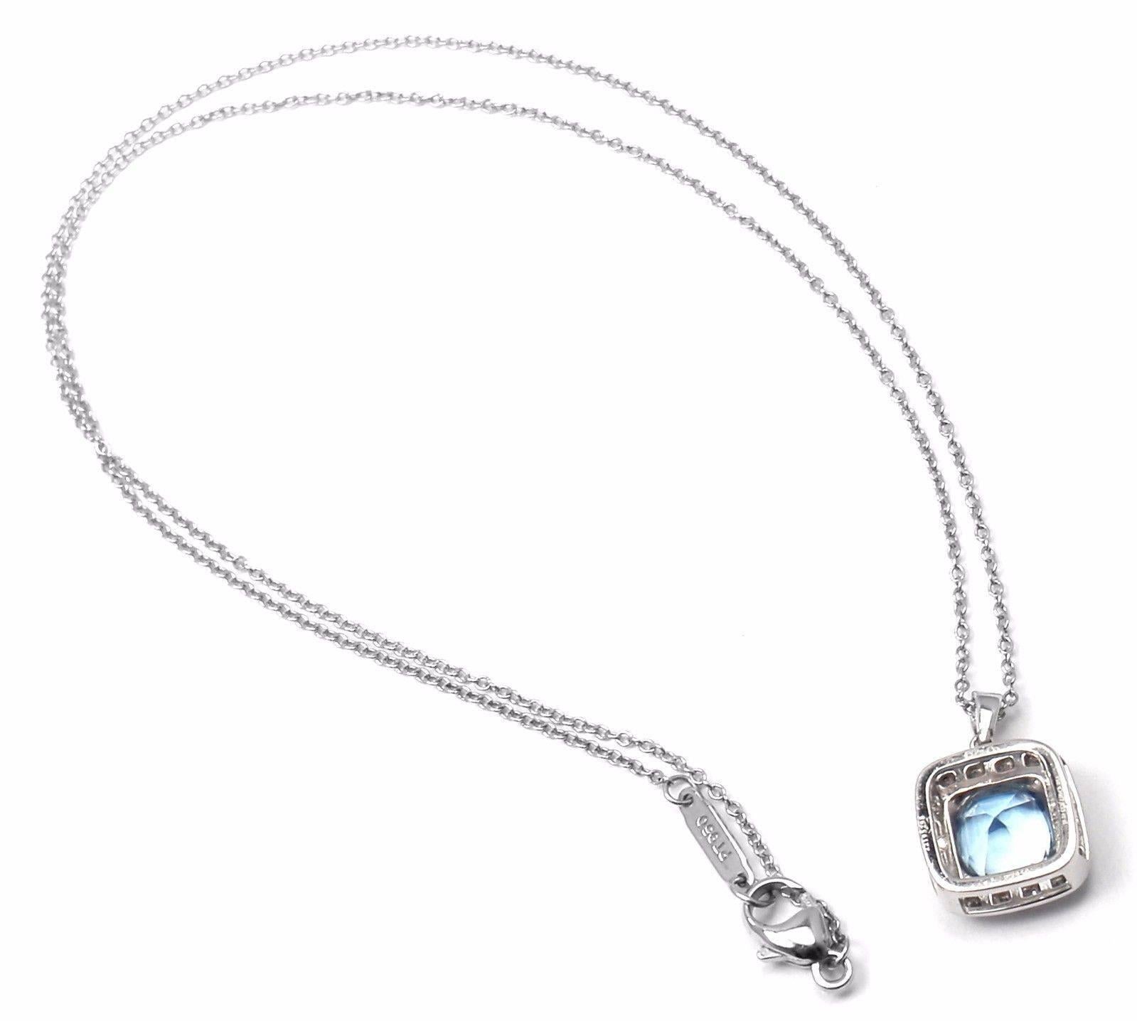 Tiffany & Co. Aquamarine Diamond Platinum Legacy Pendant Necklace 2