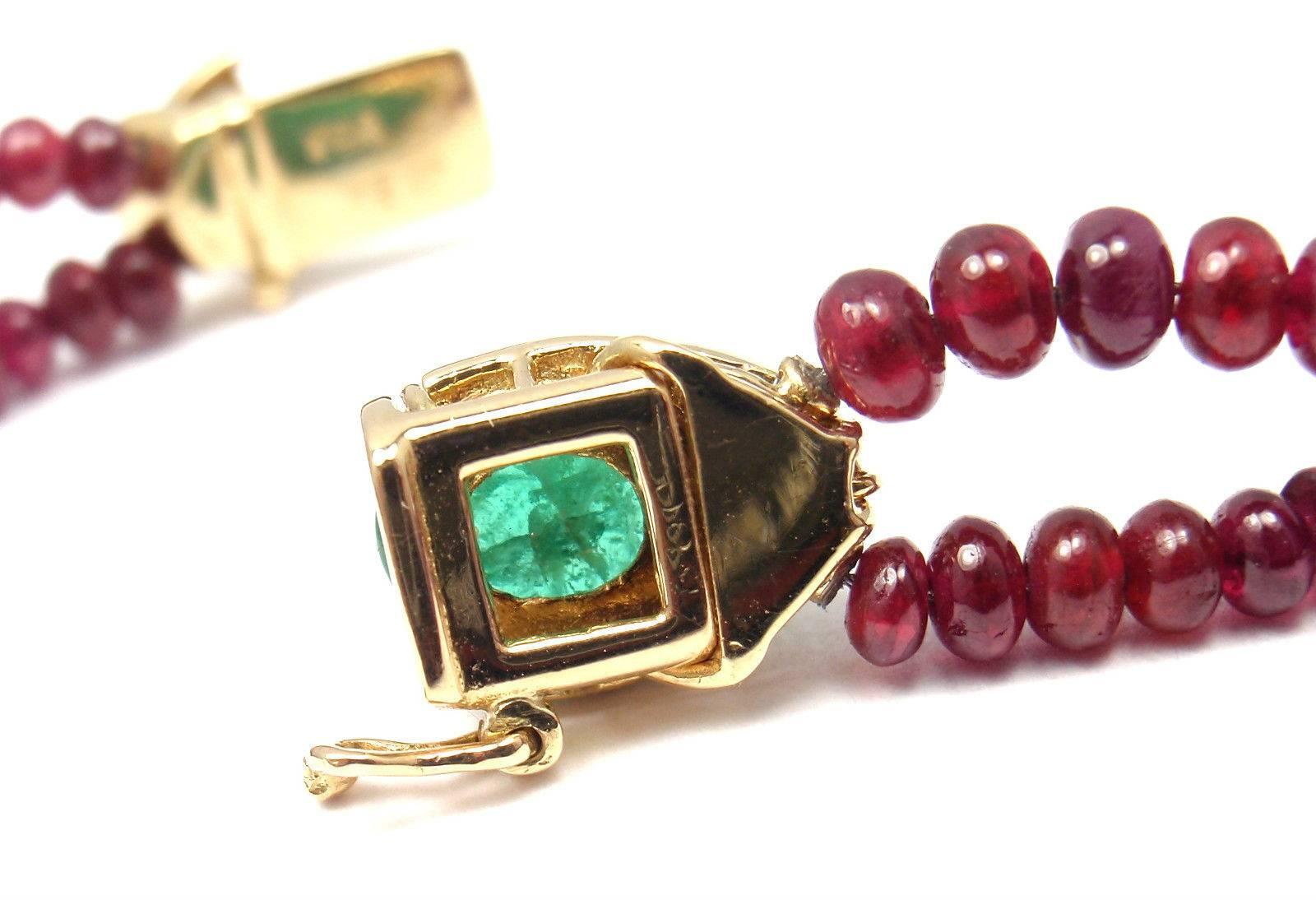 Van Cleef & Arpels Ruby Bead Emerald Diamond Gold Necklace 1