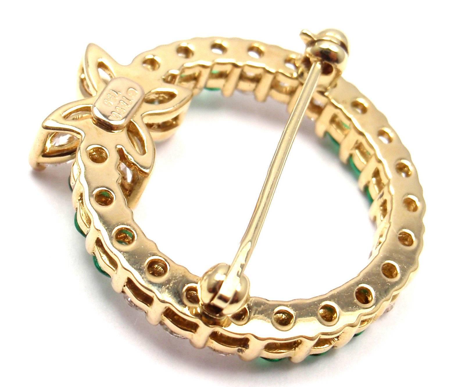 Women's or Men's Tiffany & Co. Victoria Emerald Diamond Gold Pin Brooch