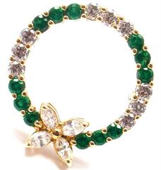 Tiffany & Co. Victoria Emerald Diamond Gold Pin Brooch