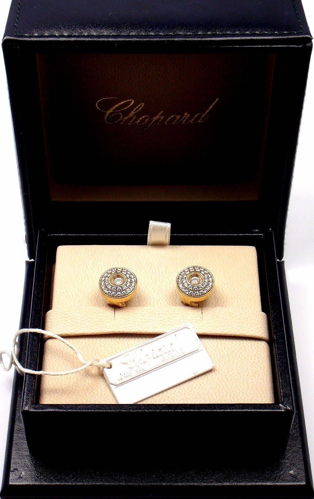 Women's or Men's Chopard Happy Diamond Gold Earrings