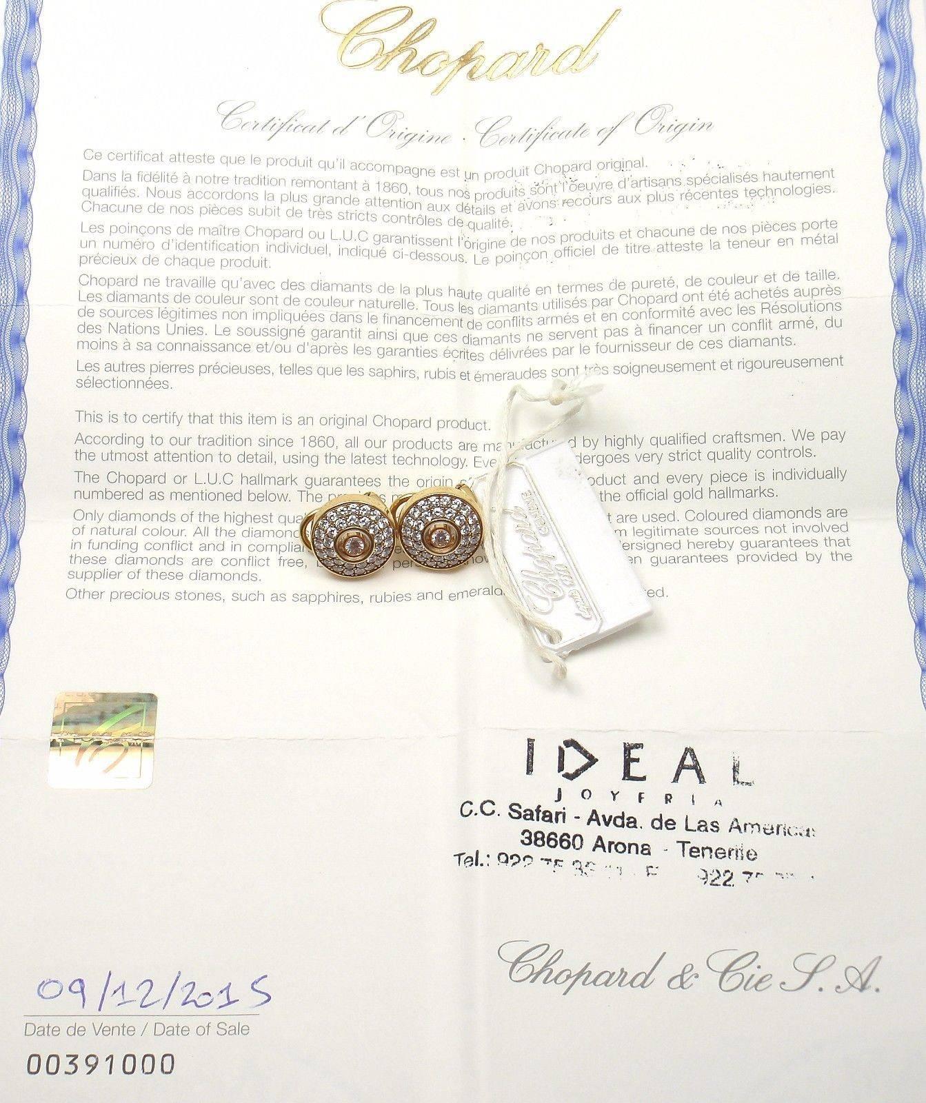Chopard Happy Diamond Gold Earrings In New Condition In Holland, PA