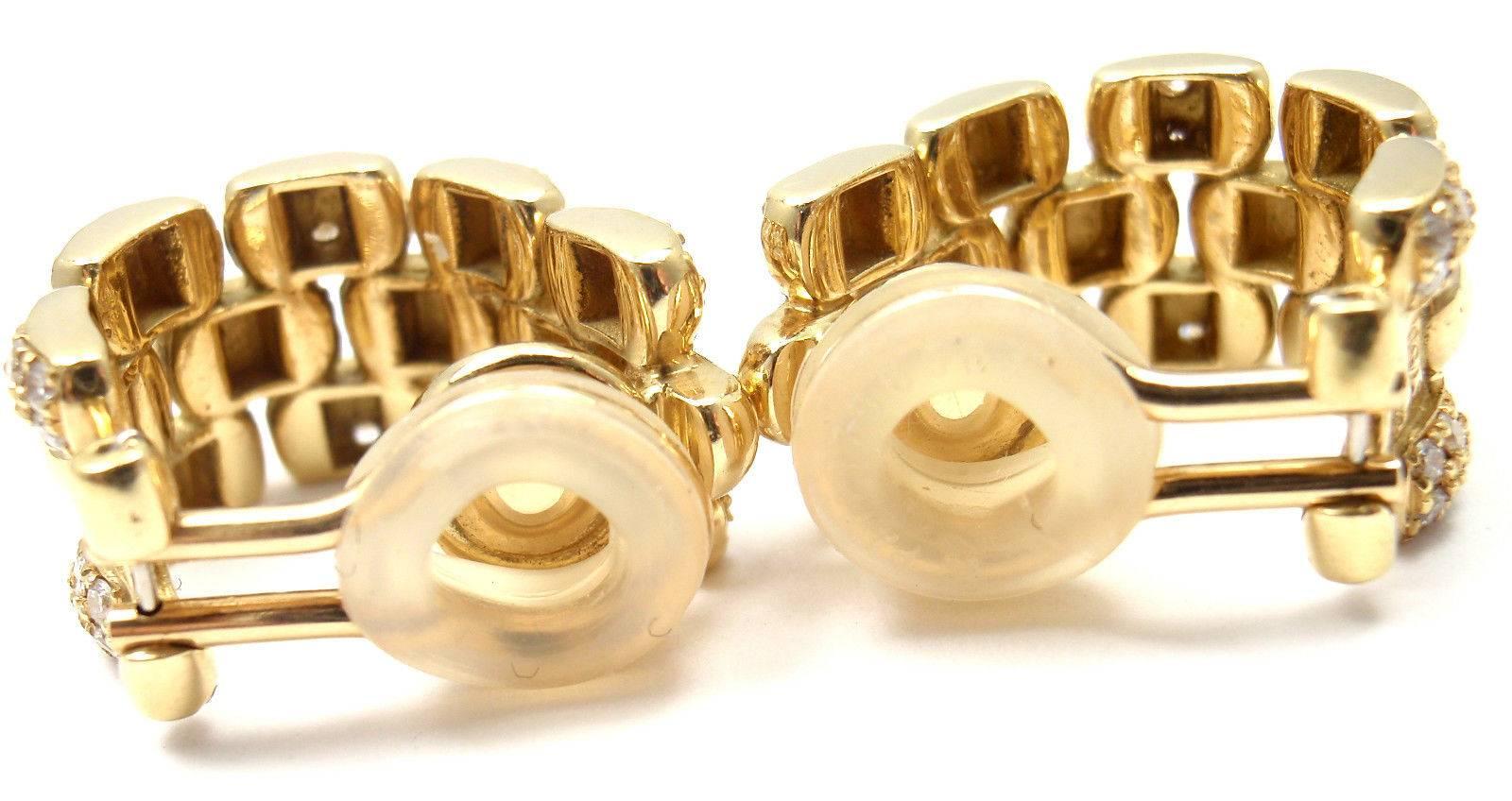 Women's or Men's Chopard Diamond Gold Hoop Earrings