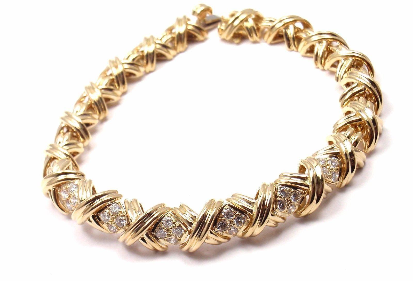 Tiffany & Co. Signature X Diamond Gold Bracelet 2