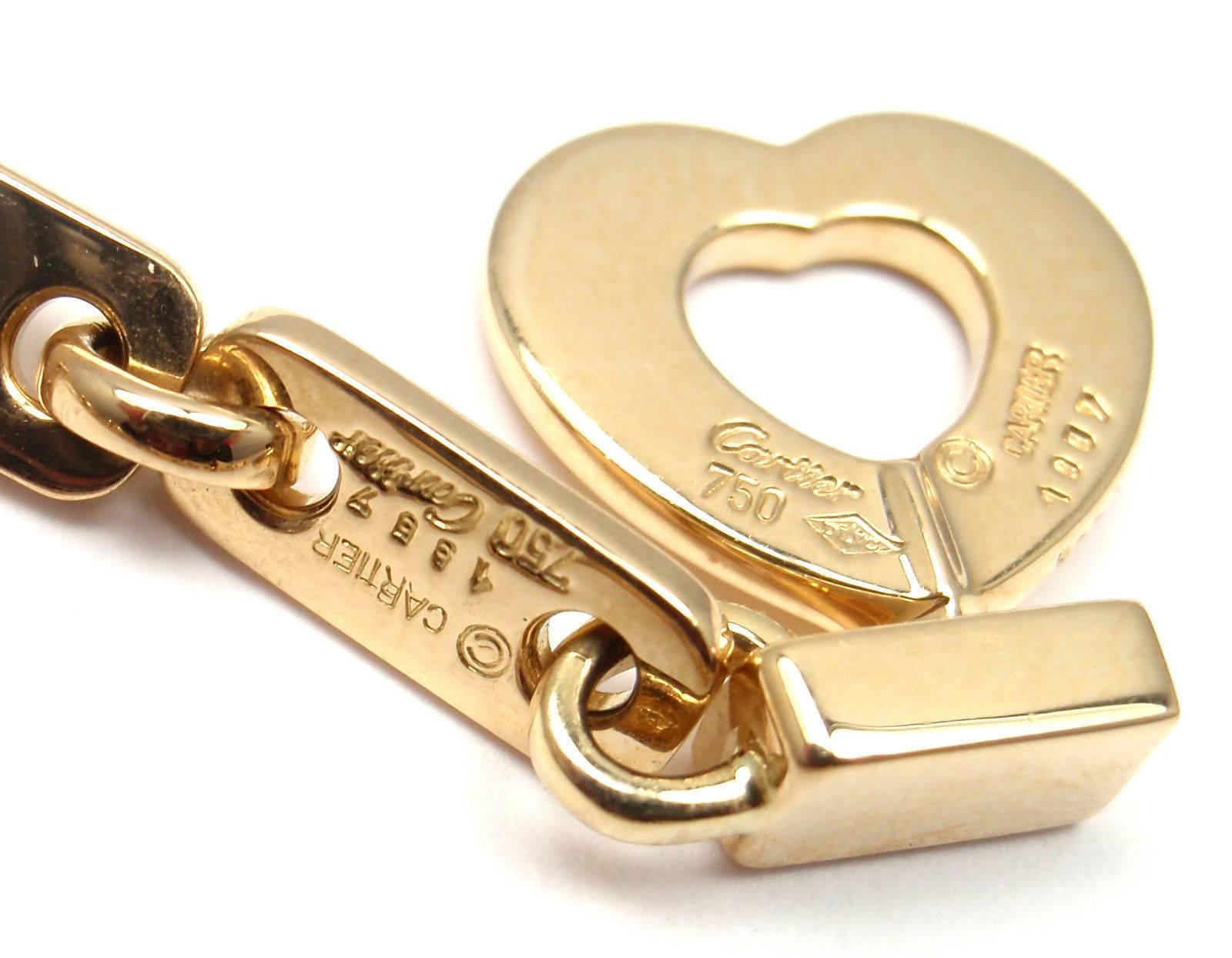 Women's or Men's Cartier Gold Heart Lock Charm Link Bracelet