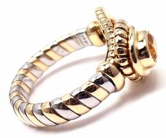 Cartier Citrine Stainless Steel Gold Hercules Knot Band Ring